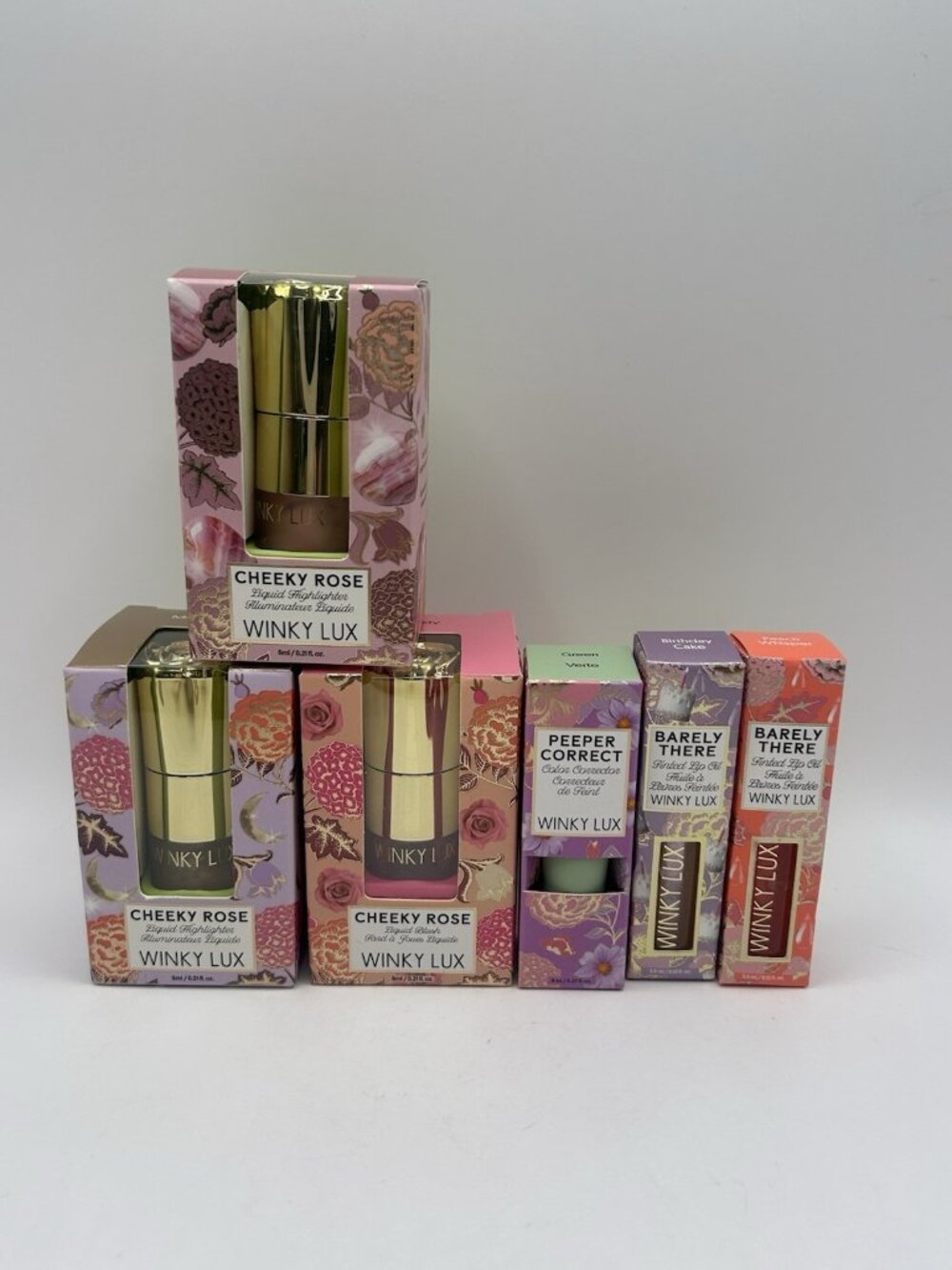 Winky Lux Makeup Lot 6pc Cheeky Rose Highlighter Blush Lip Oil Color Corrector